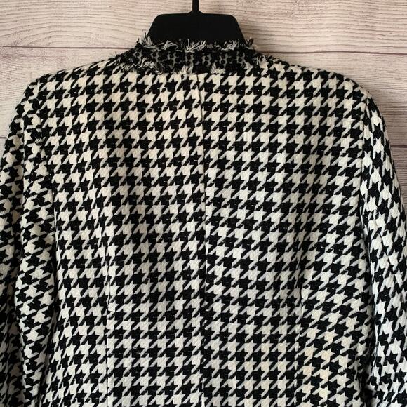 Moka Sport Black and White Houndstooth Blazer Jacket Rhinestone Fringe Size M - Picture 5 of 16